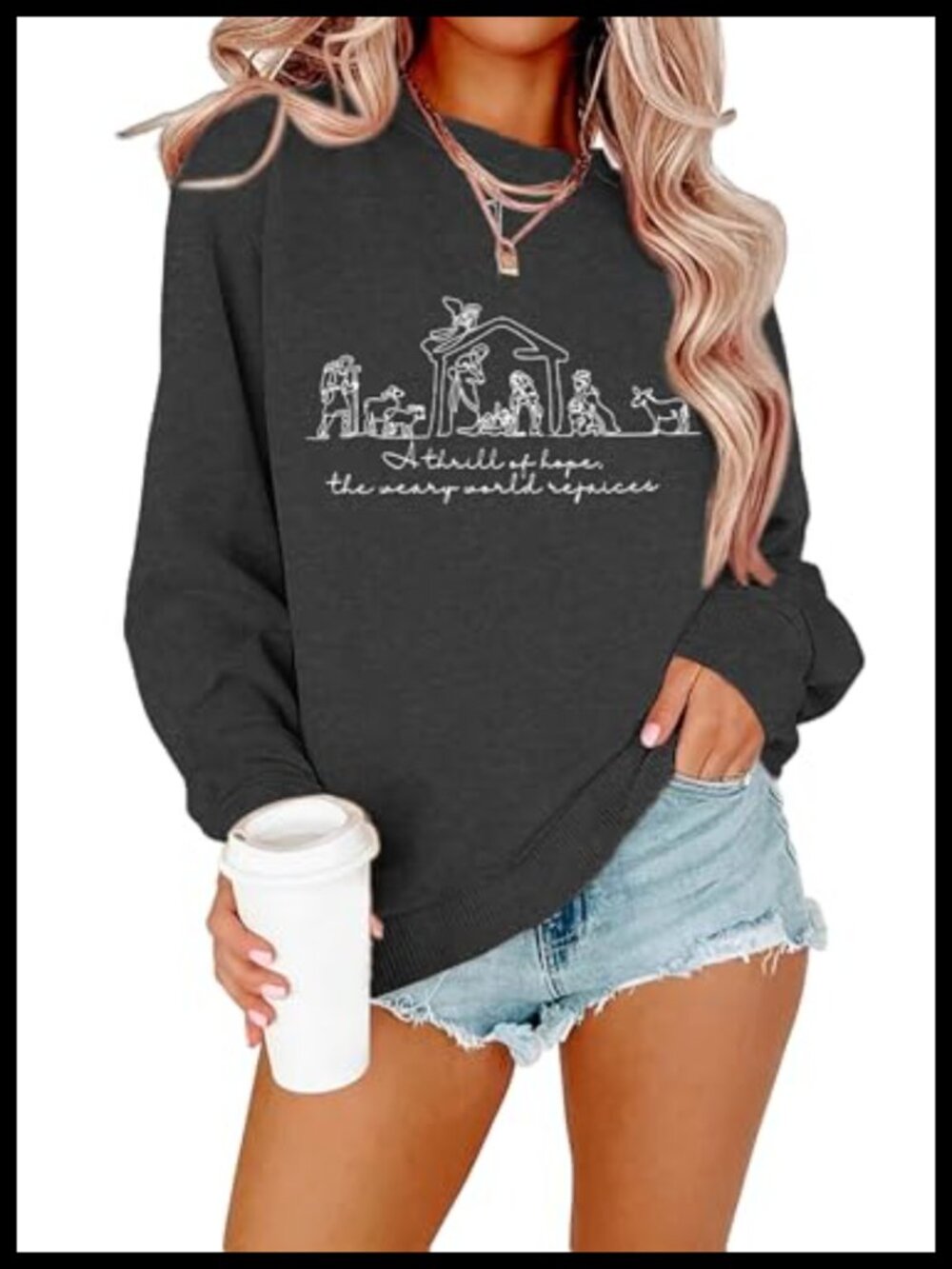 Christian Christmas Sweatshirt Religious Graphic Holiday Women Pullover